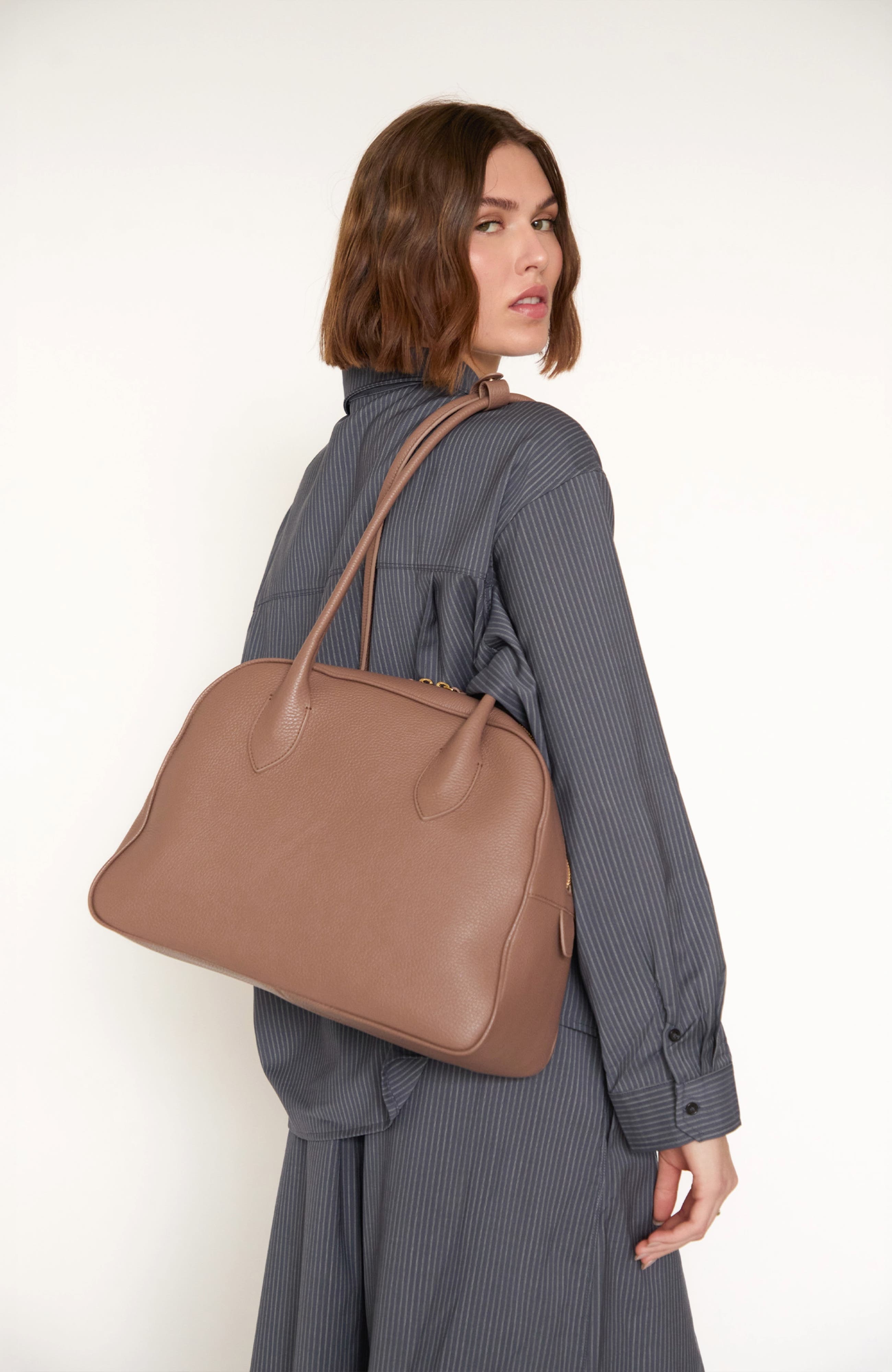 Leather Autostrada Tote Bag, Alternate, color, Taupe