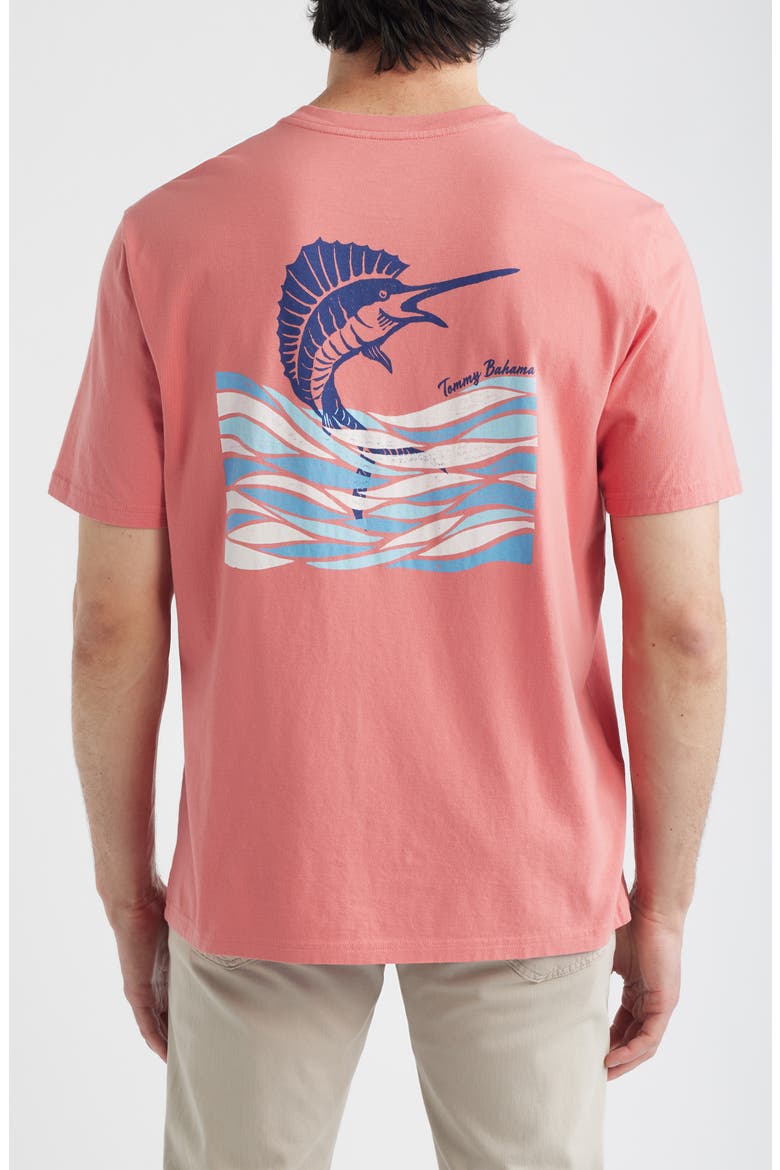 Marlin Waves Graphic T-Shirt, Alternate, color, RED SUNSET