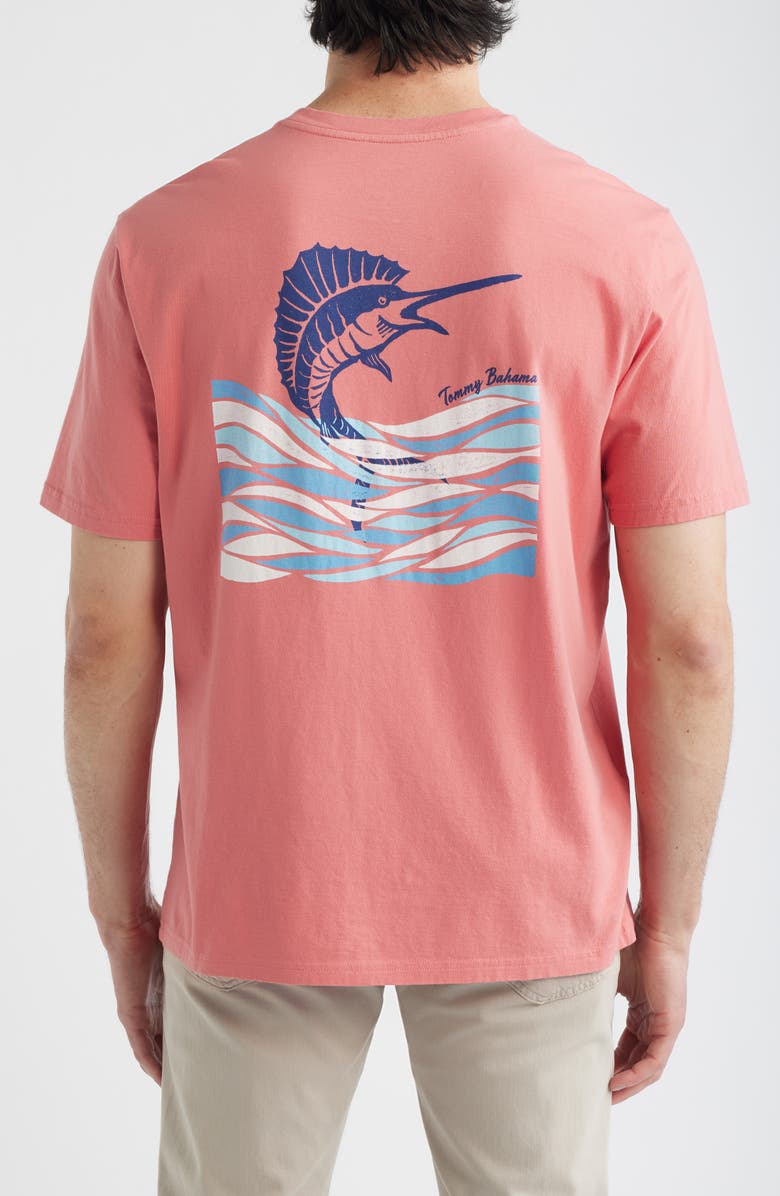 Tommy Bahama Marlin Waves Graphic T-Shirt, Alternate, color, Red Sunset