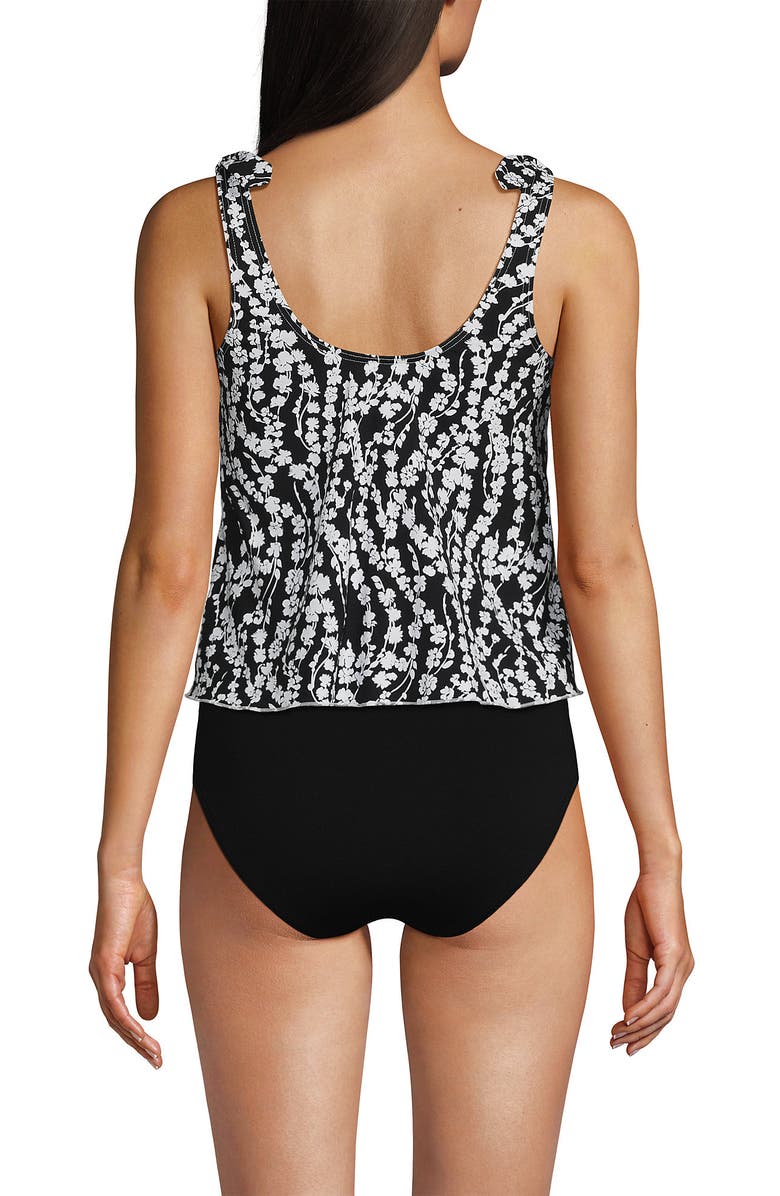 Lands' End Chlorine Resistant V-neck Shoulder Tie Flutter Tankini Swimsuit Top, Alternate, color,