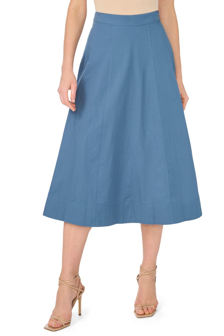 Yoke Seam Midi Skirt, Main, color, HARBOR WAVES