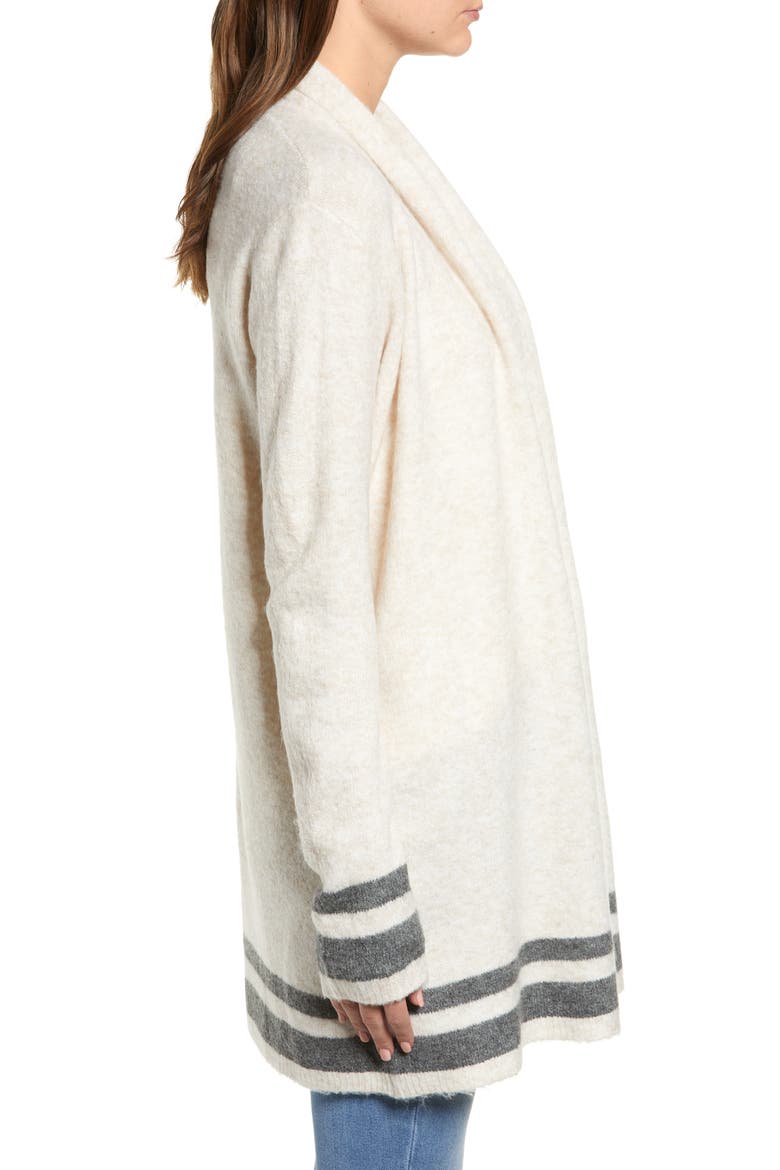 Hank Stripe Shawl Collar Cardigan, Alternate, color, BUFF