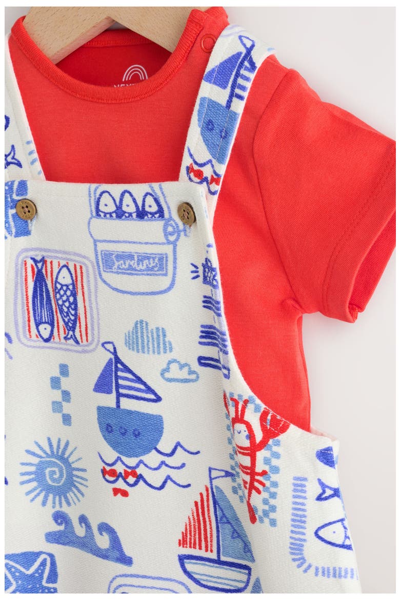 Nautical Romper & Bodysuit Set, Alternate, color, RED