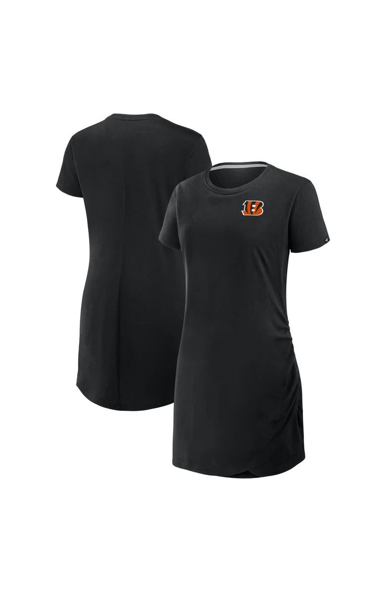 FANATICS Women's Fanatics Black Cincinnati Bengals Ruched Drape T-Shirt Dress, Alternate, color, Black