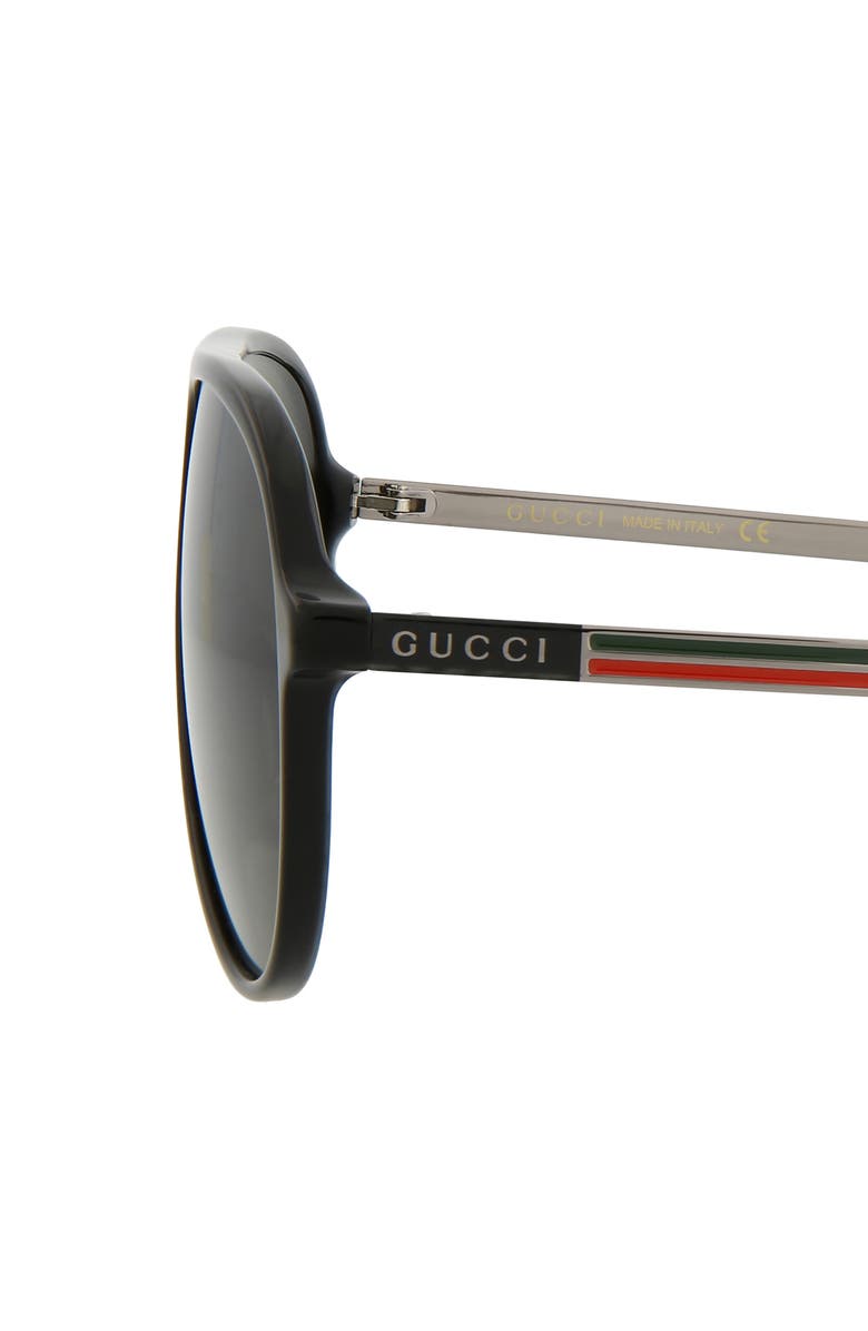 Gucci 61mm Aviator Sunglasses, Alternate, color, Black Ruthenium Grey