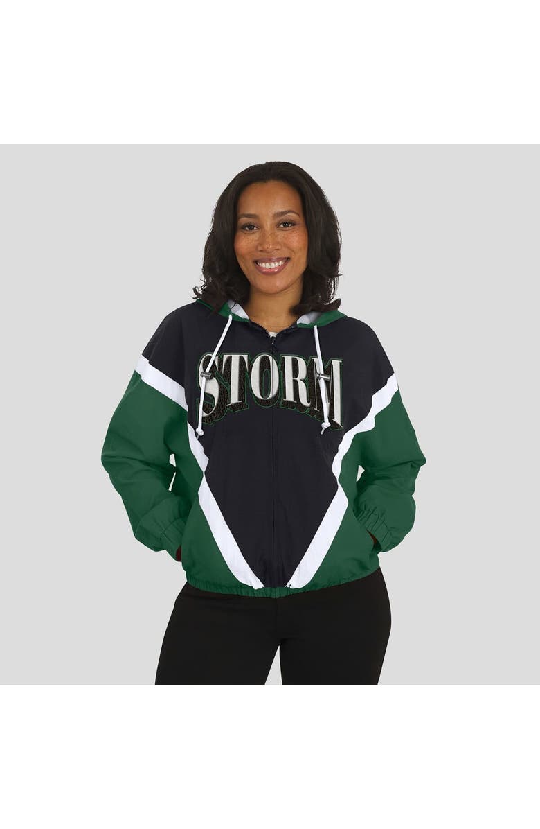WEAR by Erin Andrews Women's WEAR by Erin Andrews Green/Black Seattle Storm Colorblock Full-Zip Hoodie Windbreaker Jacket, Alternate, color, 