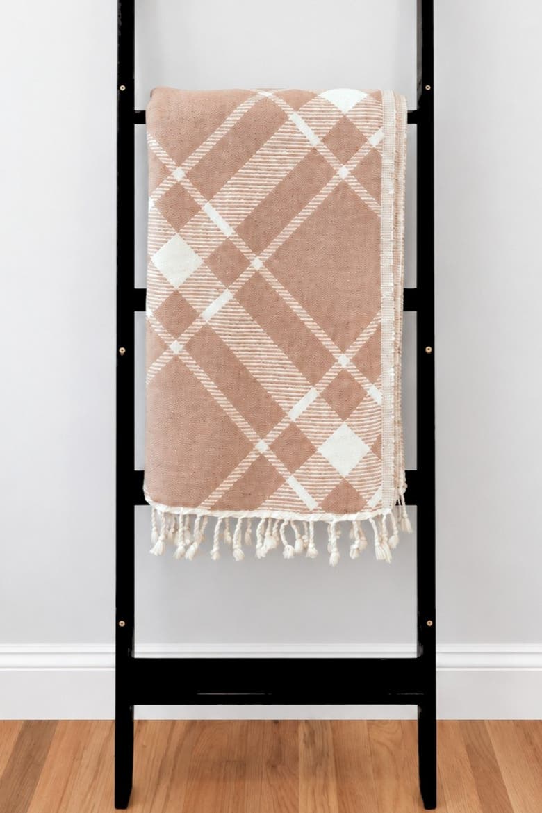Plaid Reversible Organic Cotton Throw Blanket, Alternate, color, Camel