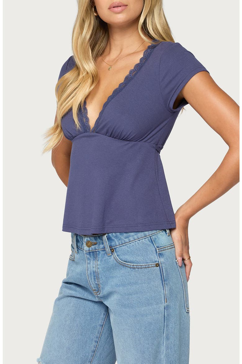 Palermo Laced Babydoll Top, Alternate, color, NAVY