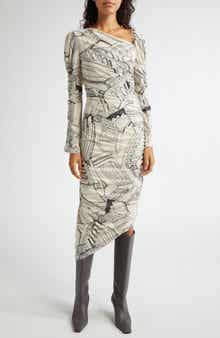 Stine Goya Staircase Print Long Sleeve Asymmetric Dress