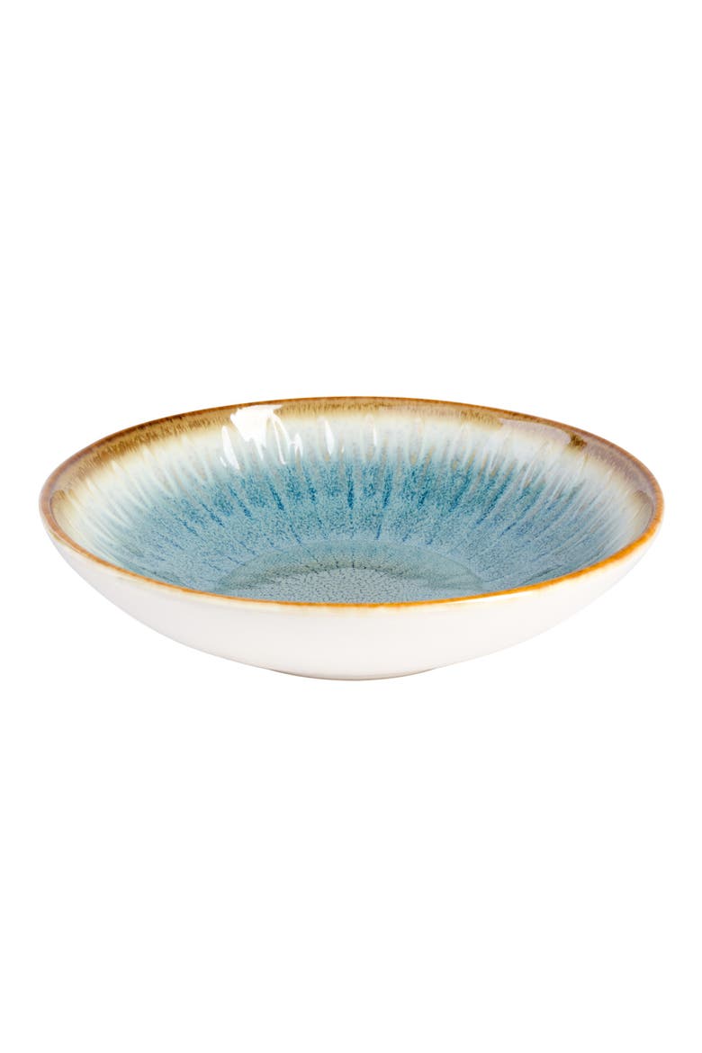 Mayfair Bay 16 Piece Double Bowl Embossed Reactive, Alternate, color, Blue