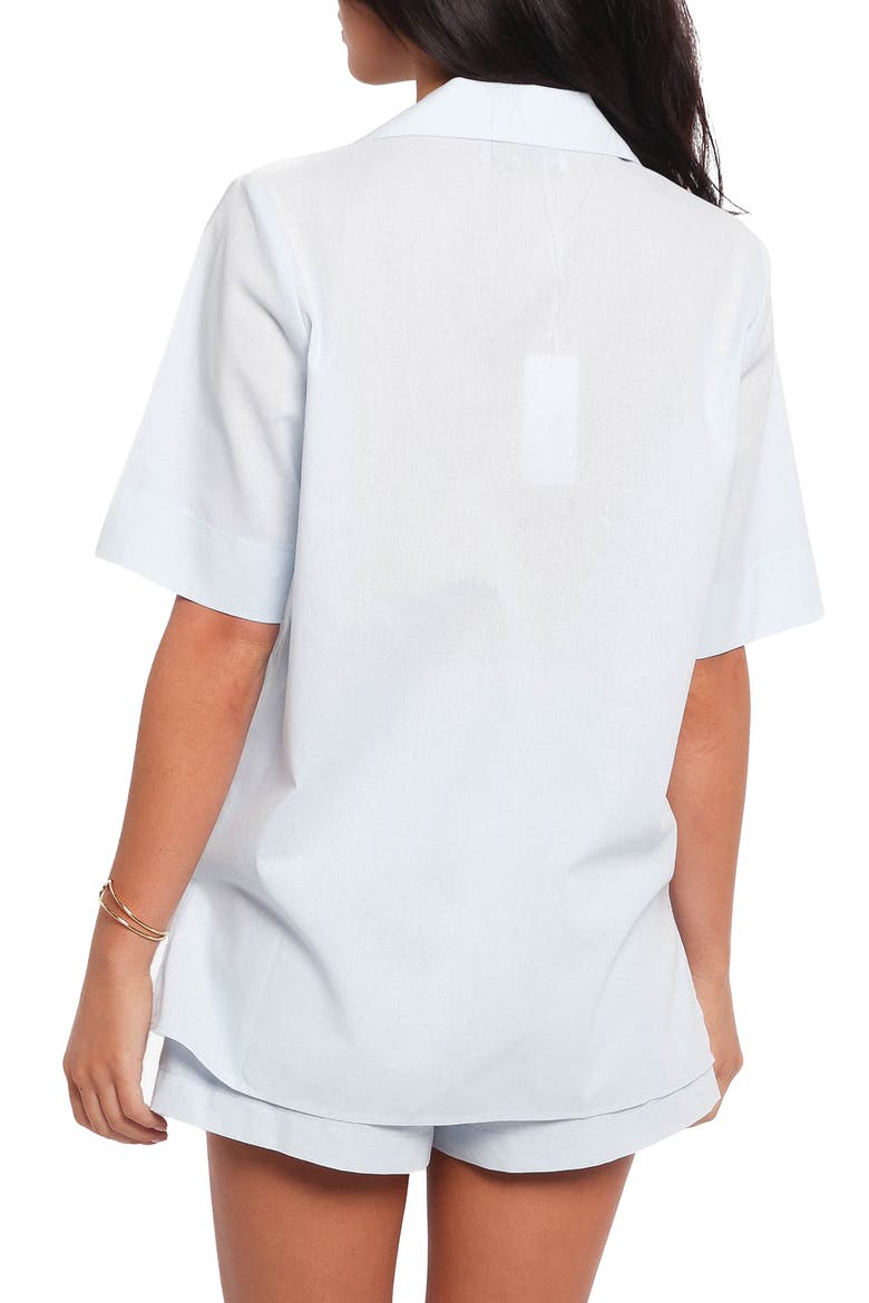 Aaliyah Cotton & Linen Tie Front Top, Alternate, color, PALE BLUE