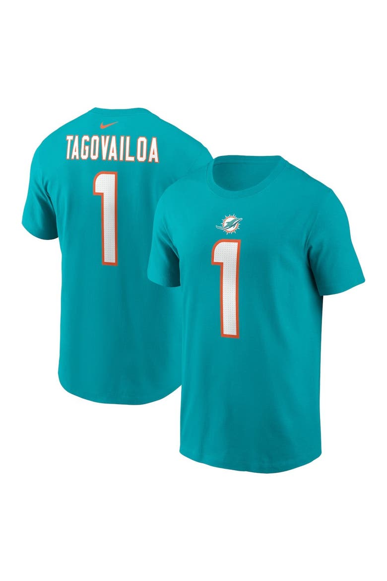 Men's Nike Tua Tagovailoa Aqua Miami Dolphins Player Name & Number T-Shirt, Main, color, Aqua
