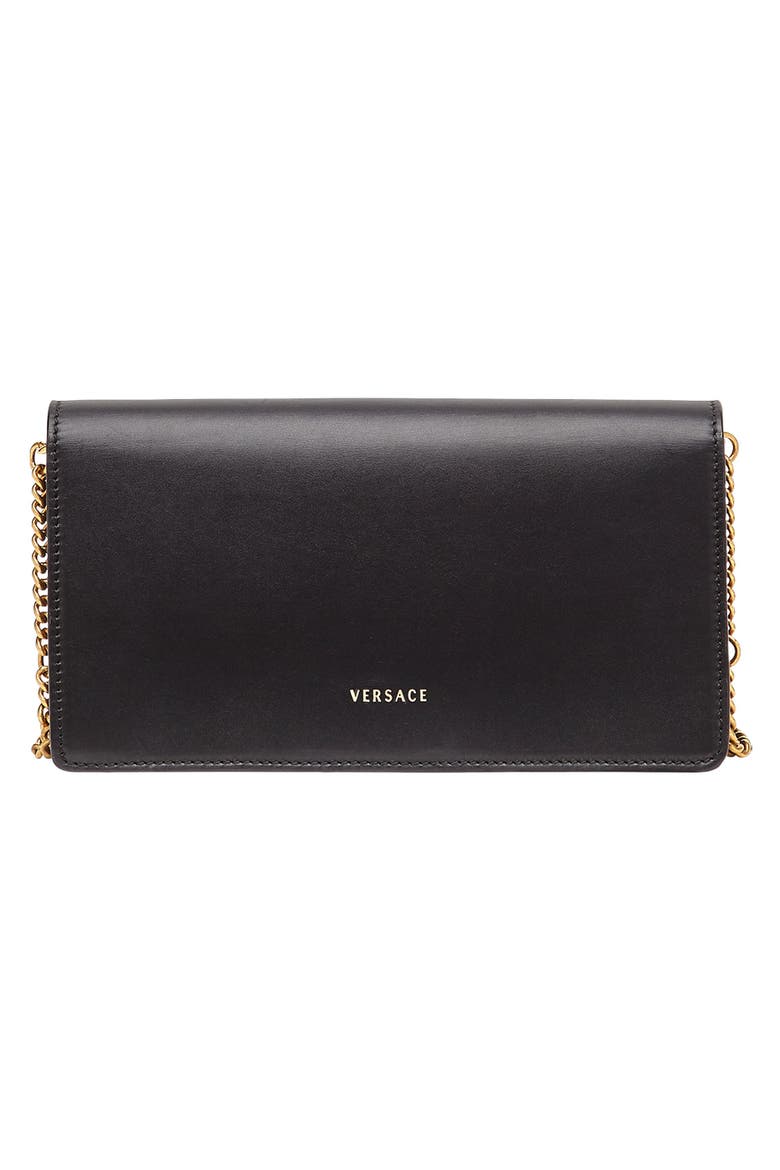 Tribute Leather Shoulder Bag, Alternate, color, BLACK/ TRIBUTE GOLD