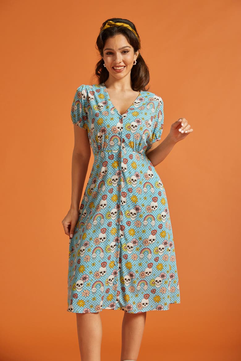 Sundae Stunner Button Front Dress, Alternate, color, Dead Cute