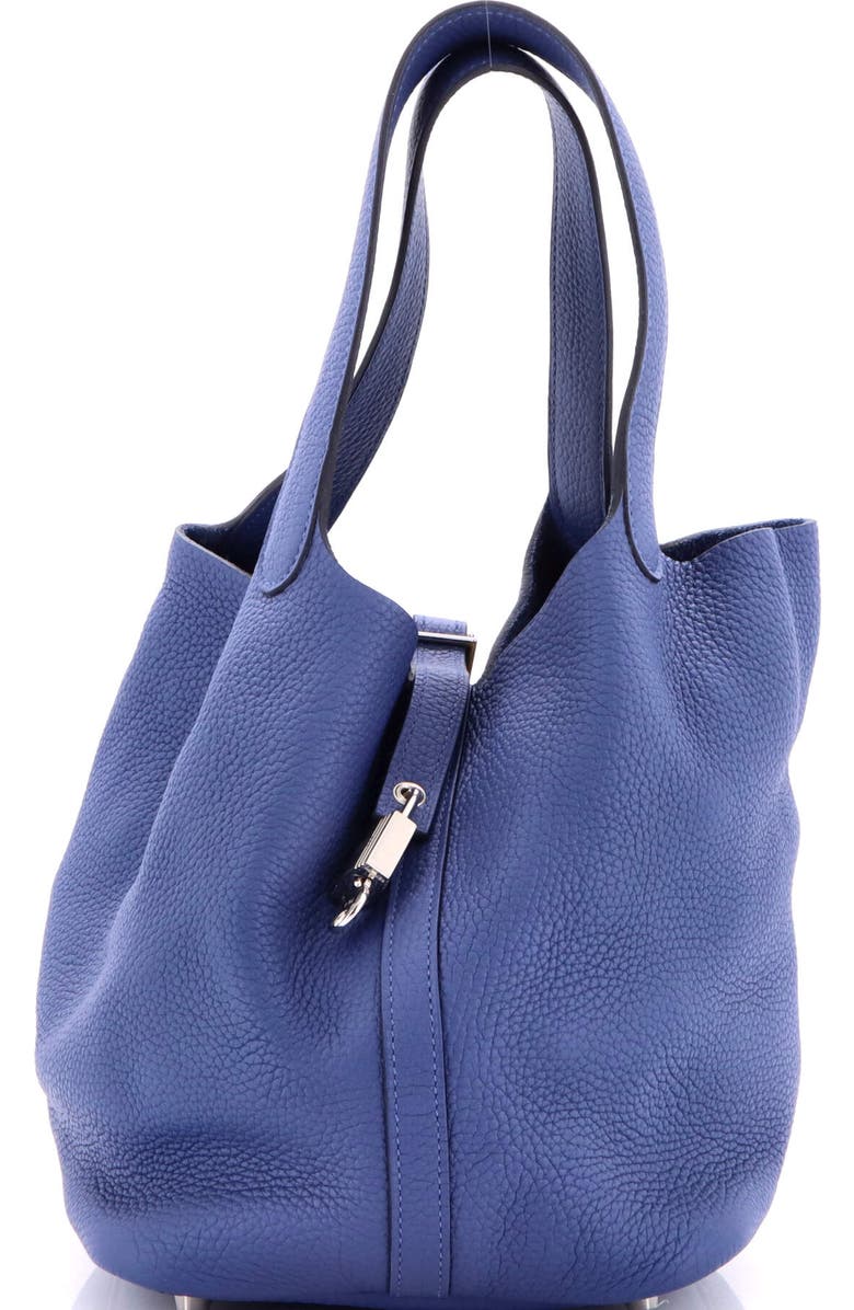Pre-Owned Hermes Picotin Lock Bag Clemence MM, Main, color, Bleu Brighton