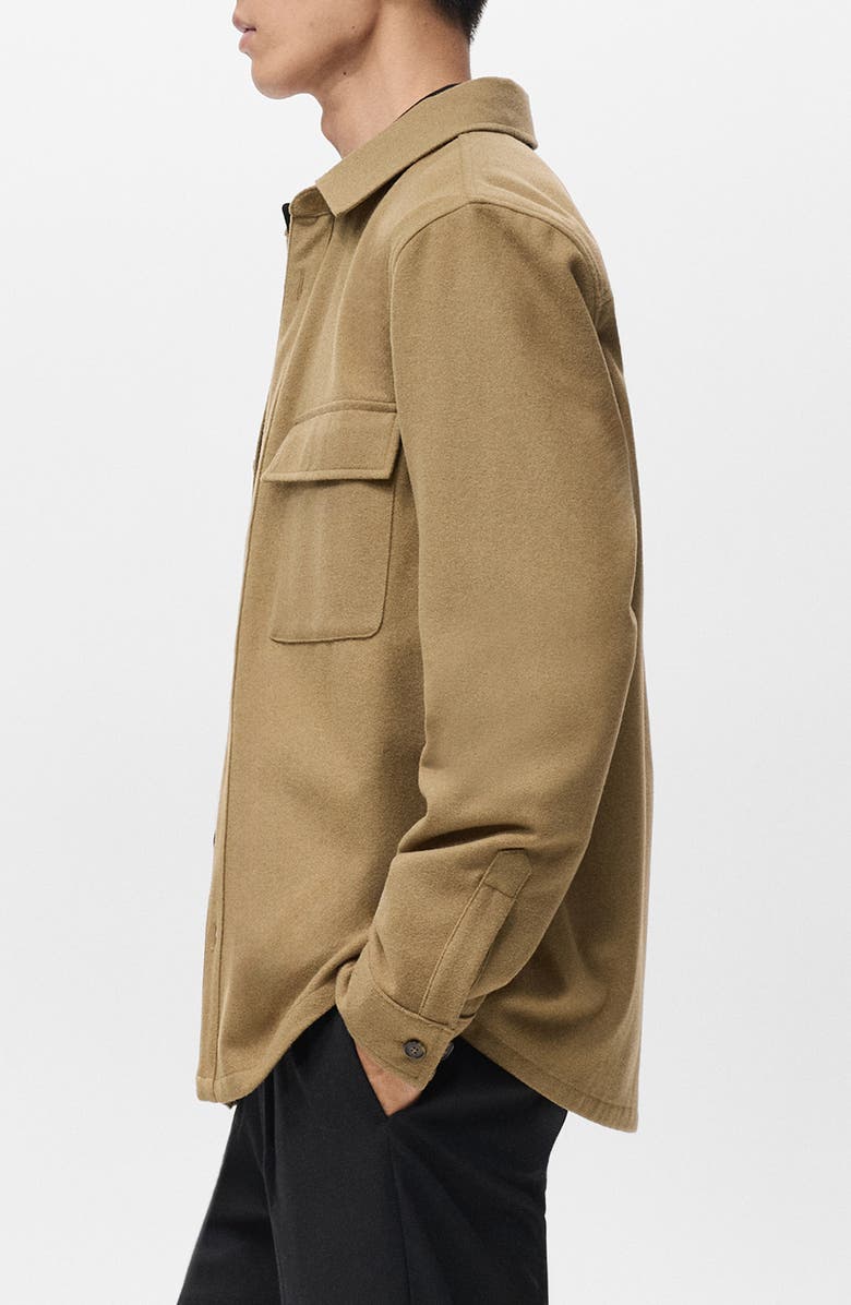MANGO Wool Blend Overshirt, Alternate, color, Medium Brown