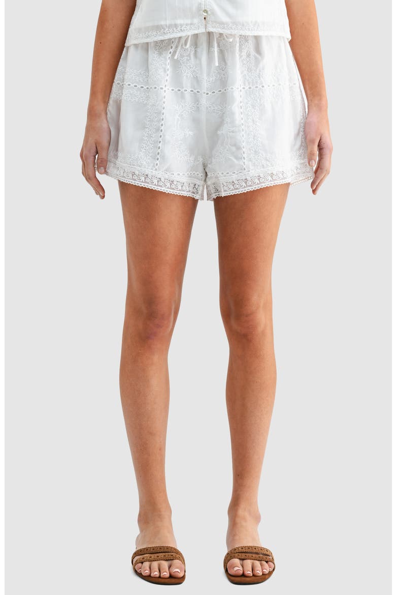 Lace Hemline Embroidered Shorts, Main, color, WHITE