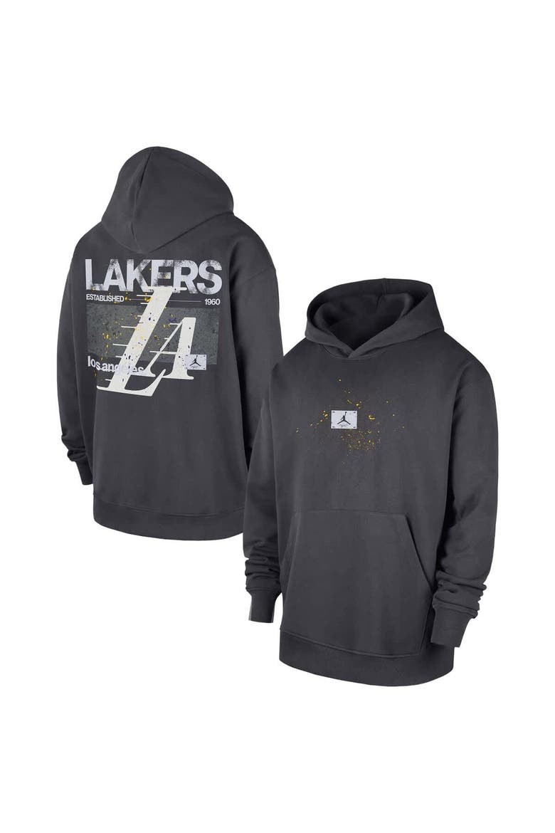 Men's Jordan Brand Anthracite Los Angeles Lakers Statement Jumpman Flight Premiere Hoodie, Main, color, Anthracite