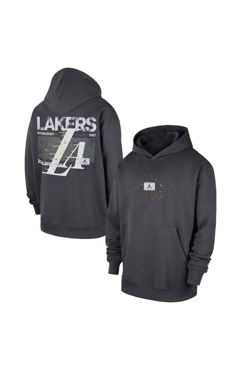 Jordan Brand Men's Jordan Brand Anthracite Los Angeles Lakers Statement Jumpman Flight Premiere Hoodie, Main, color, Anthracite