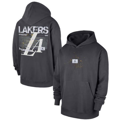 Men's Jordan Brand Anthracite Los Angeles Lakers Statement Jumpman Flight Premiere Hoodie