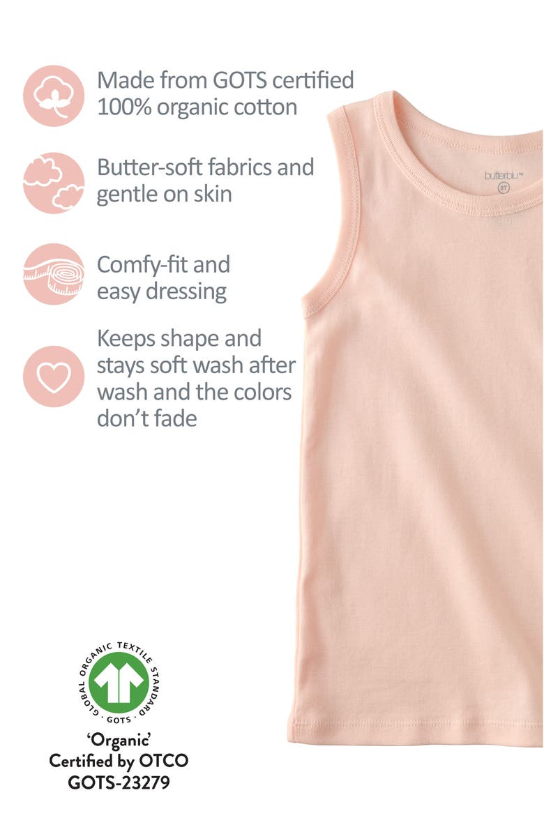 BUTTERBLU Malone Organic Cotton Assorted 5-Pack Muscle Tanks, Alternate, color, Sorbet