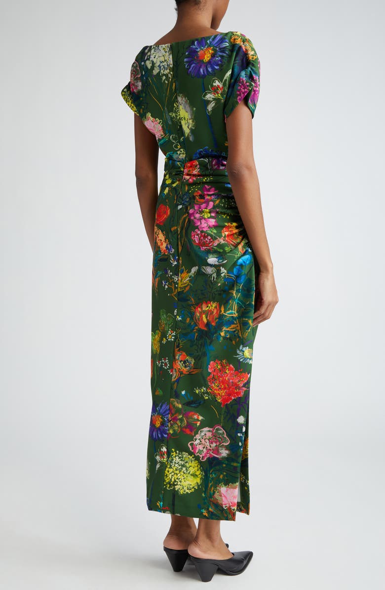 Lela Rose Floral Ruched Dress, Alternate, color, 