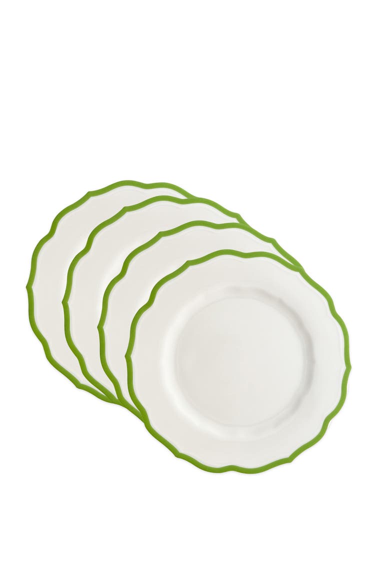 Stella Verde Scalloped Salad Plate  - Porcelain - Set 4, Alternate, color, GREEN