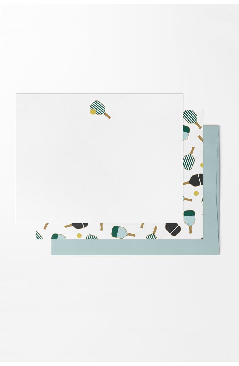 Joy Paper Co. 8 Boxed Pickleball Notecards Stationery, Main, color, Blue / White