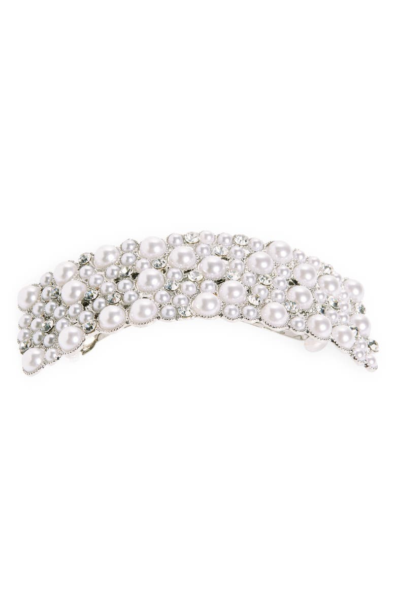 Tasha Imitation Pearl & Crystal Barrette, Main, color,