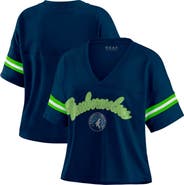 WEAR by Erin Andrews Women's WEAR by Erin Andrews Navy Minnesota Timberwolves Plus Size Color Block Boxy V-Neck T-Shirt