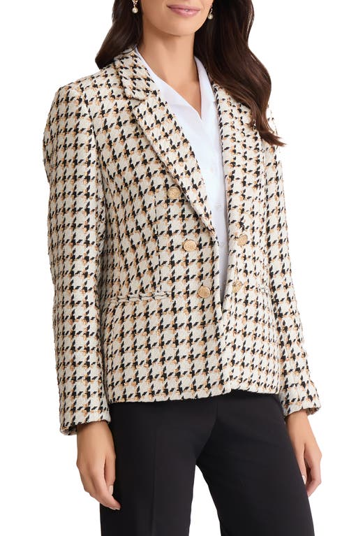 Jones New York Faux Double Breasted Houndstooth Tweed Jacket In Multi