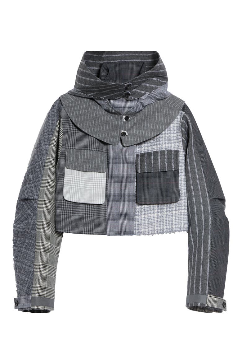 Cropped Tailored Wool Parka with Detachable Vest, Alternate, color, DARK GREY