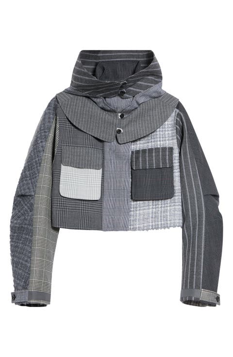 Cropped Tailored Wool Parka with Detachable Vest
