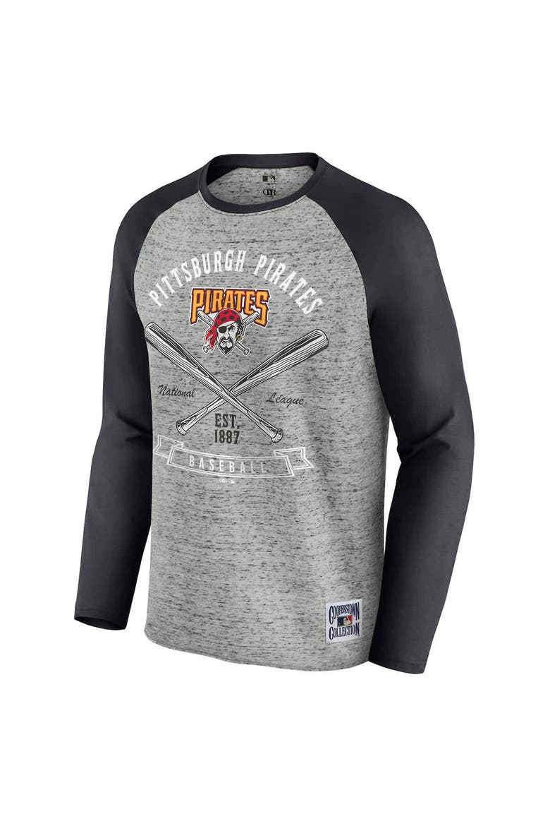 Men's Darius Rucker Collection by Fanatics  Heather Gray Pittsburgh Pirates Raw Edge Raglan Long Sleeve Baseball T-Shirt, Alternate, color, Heather Gray