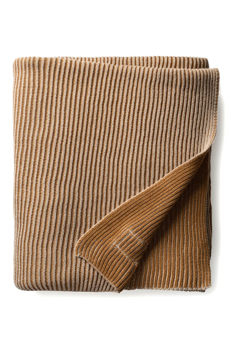 Rib Knit Throw Blanket, Main, color, BROWN
