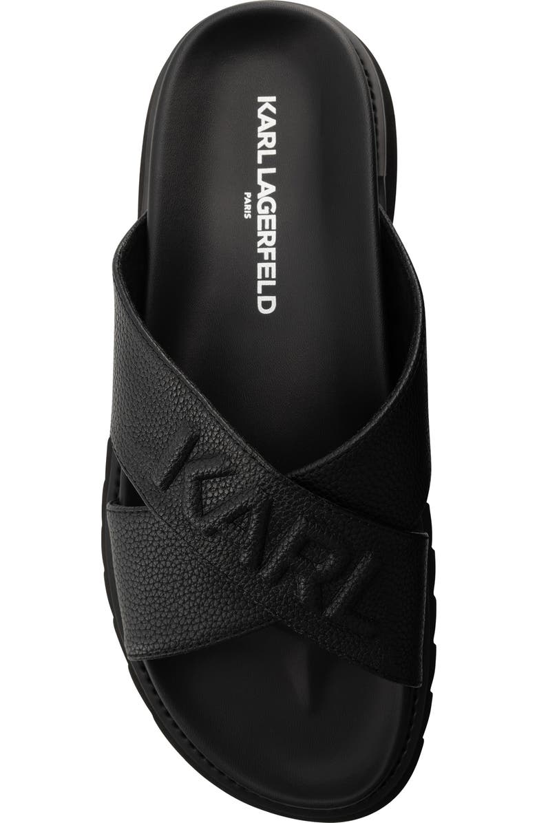 KARL LAGERFELD PARIS Tumbled Leather Crisscross Slide Sandal, Alternate, color,