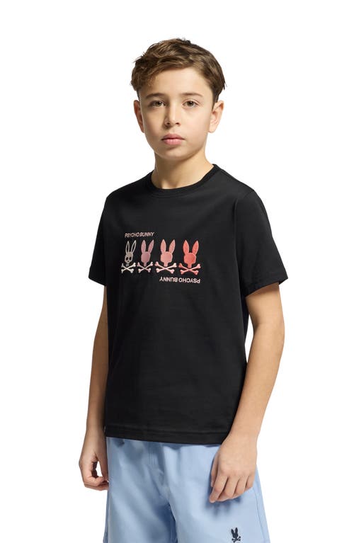 Psycho Bunny Kids' Oceania Embroidered Pima Cotton T-shirt In Black
