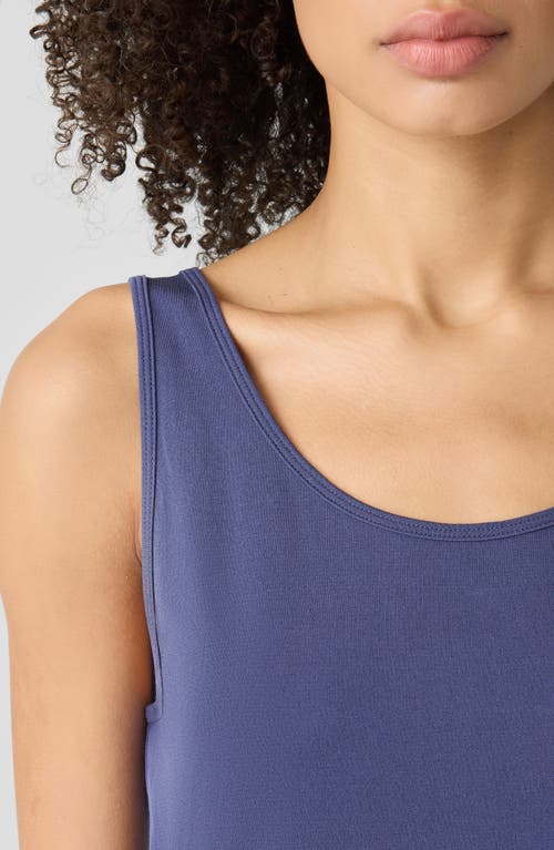 Eileen Fisher Scoop Neck Slim Fit Silk Tank Top In Bluette