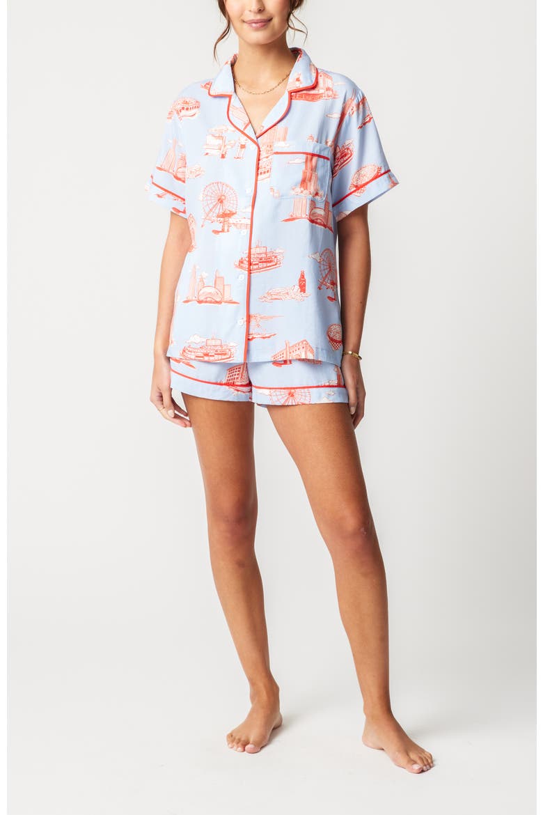 Chicago Toile Shorts Set, Main, color, Light Blue