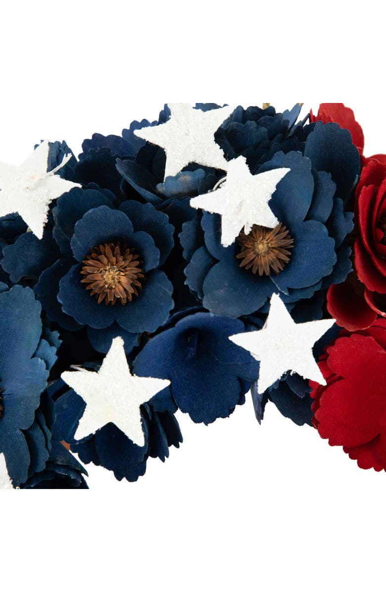 Northlight Wooden Roses Floral Flag Patriotic Wreath - 15", Alternate, color, 