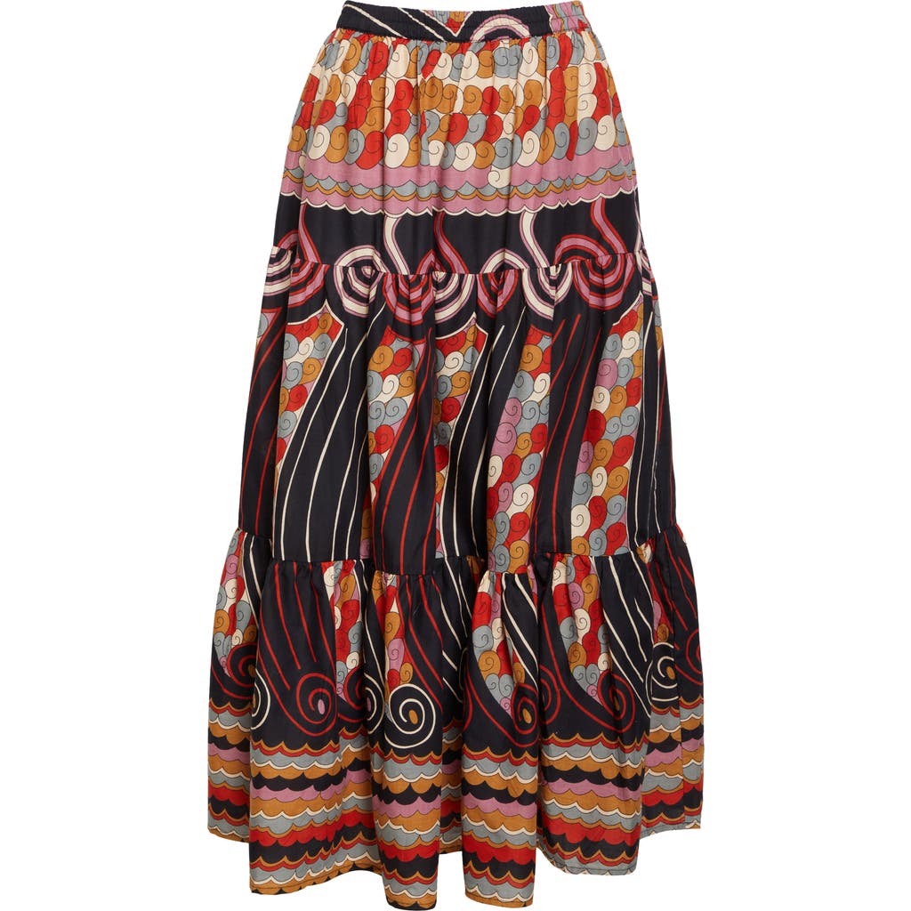 Mille Paola Floral Print Tie Waist Maxi Skirt In Maar Print