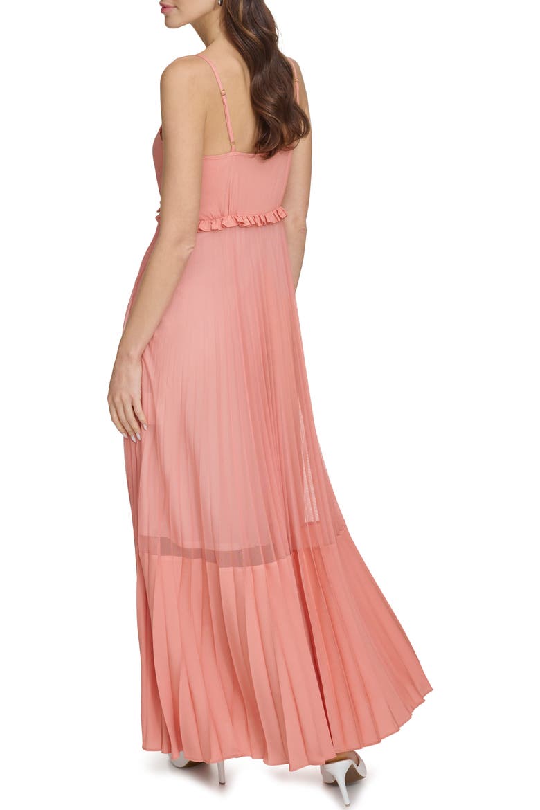 Sleeveless Pleated Maxi Dress, Alternate, color, SUMMER ROUGE