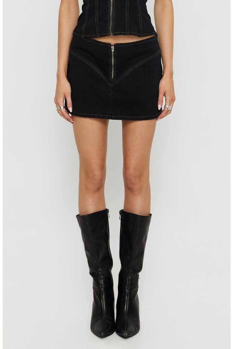 Capree Low Rise Denim Miniskirt, Main, color, RAW DENIM