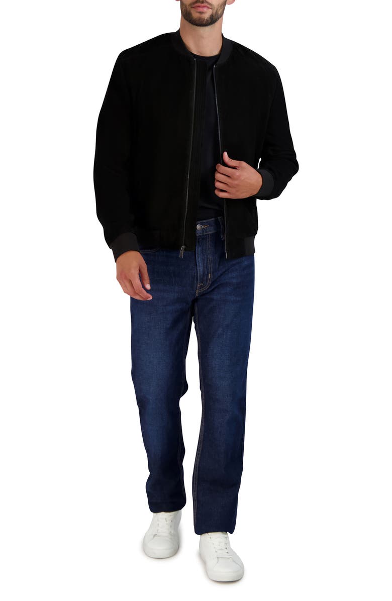 Cole Haan Suede Bomber Jacket, Alternate, color, Black