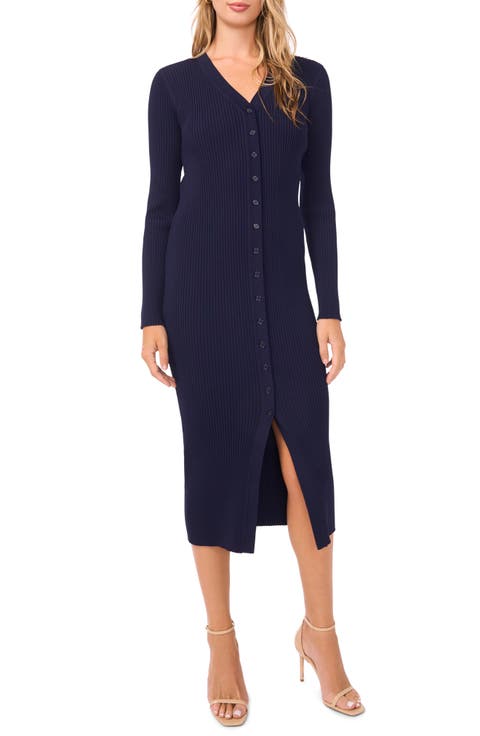 Rib Knit Cardigan Midi Dress