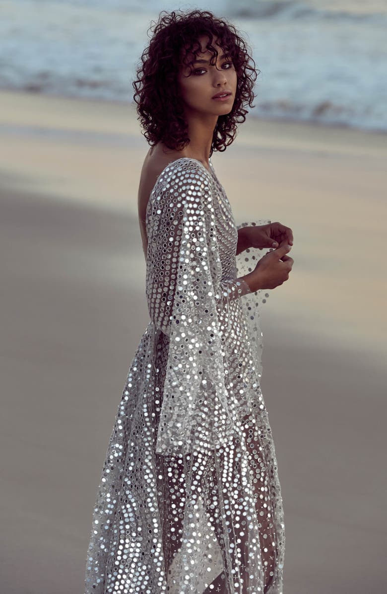 CHOSEN by One Day Toby Sequin High/Low Wedding Dress, Alternate, color,