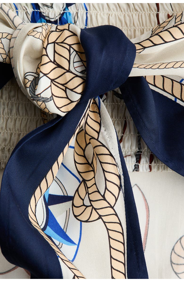 H&M Scarf-look Lyocell Bandeau Top, Alternate, color, Cream/Patterned