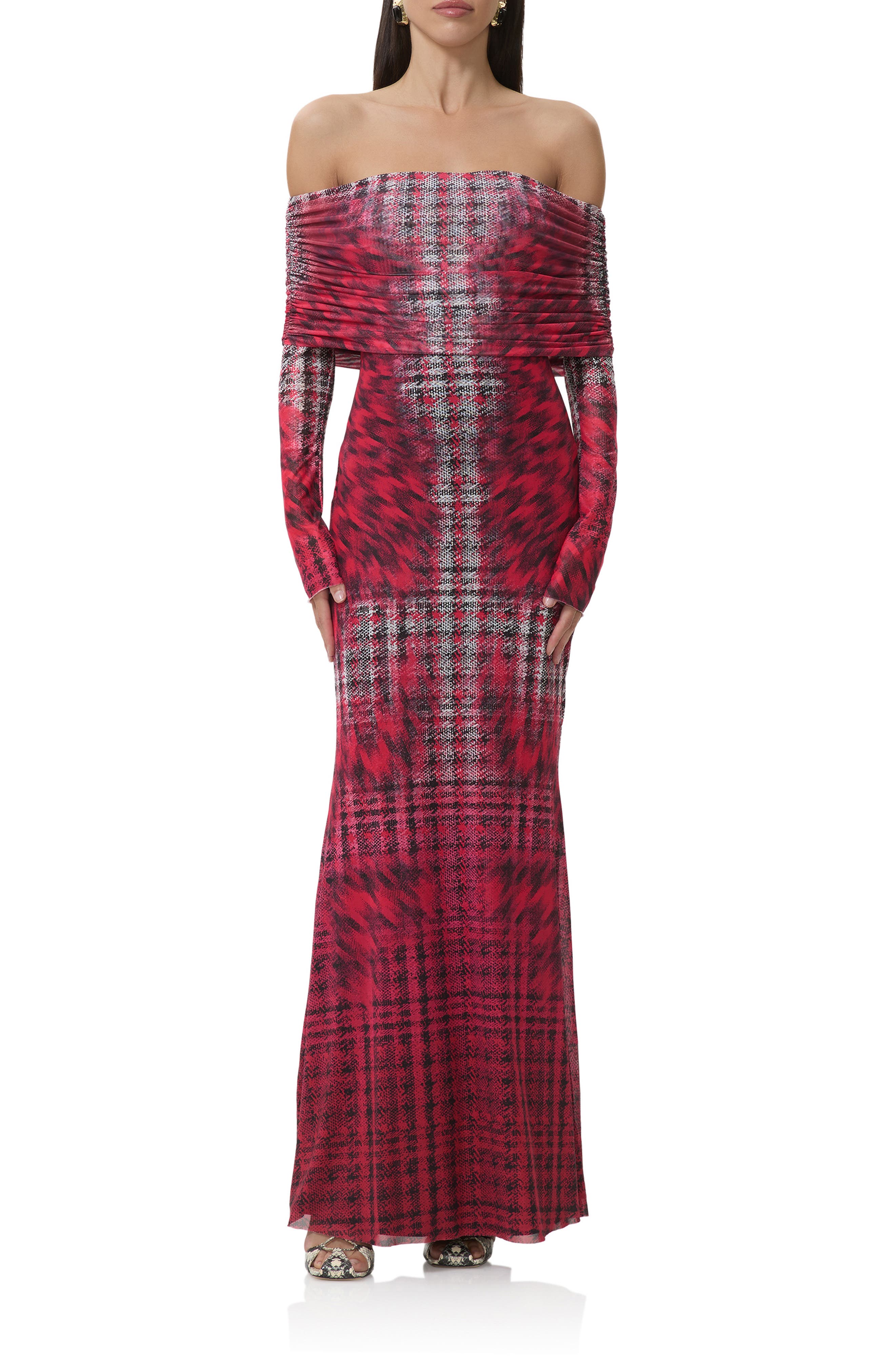 AFRM Thelma Off the Shoulder Long Sleeve Maxi Dress