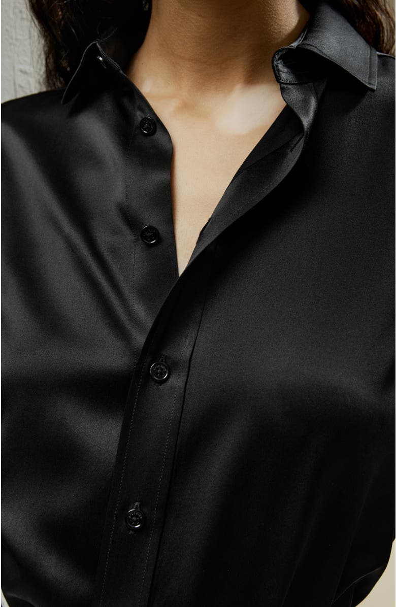Lilysilk Tailored Button Down Silk Shirt, Alternate, color, Black