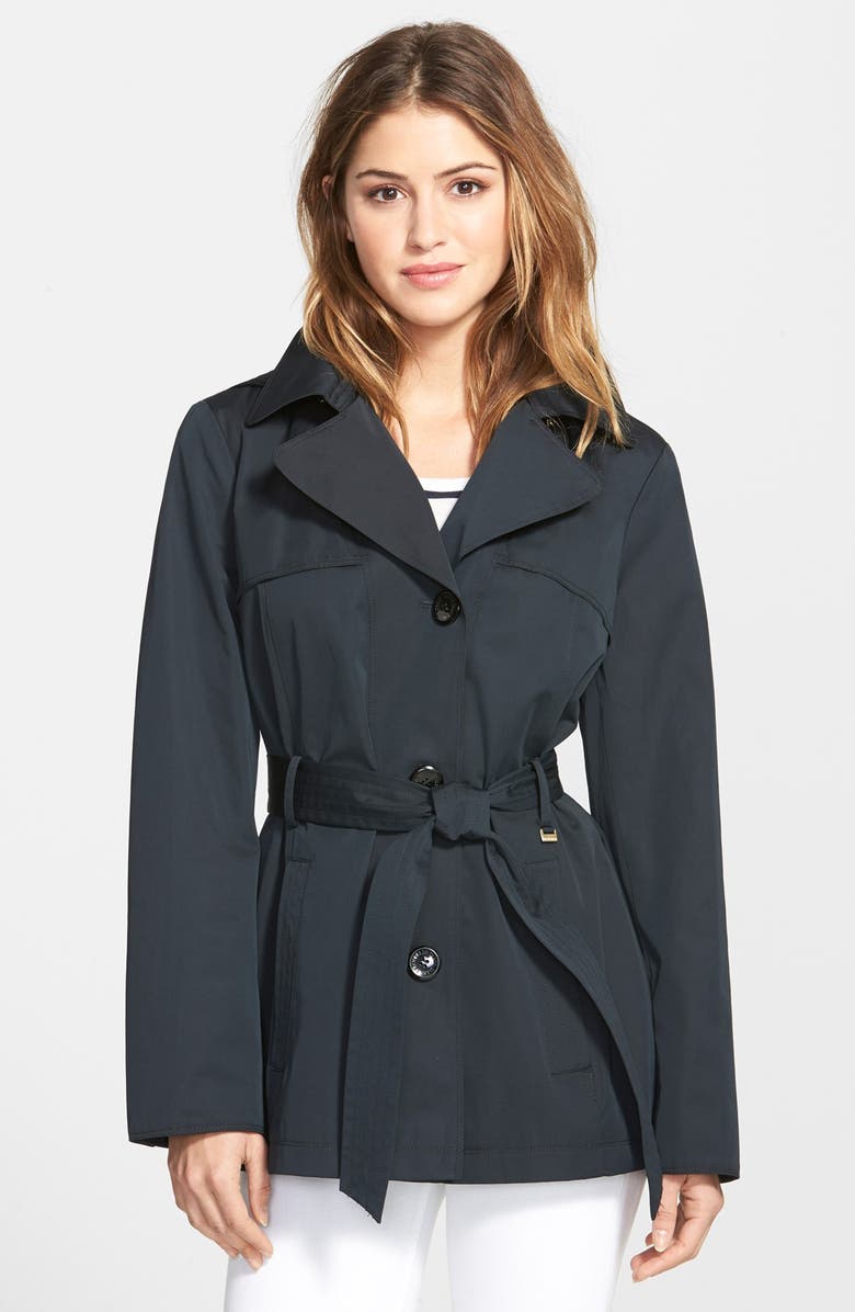 Ellen Tracy Cotton Blend Short Trench Coat, Main, color, 